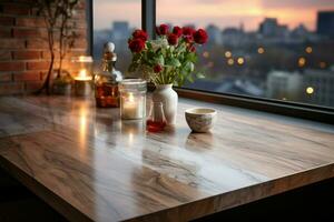 elegant kök bordsskiva perfekt bakgrund ai genererad foto
