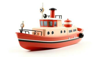 visning en 3d miniatyr- bogserbåt. generativ ai foto