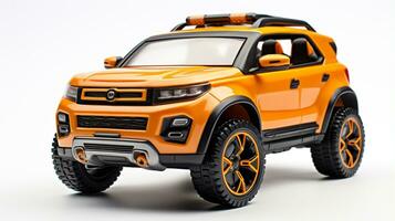 visning en 3d miniatyr- sUV - sporter verktyg fordon. generativ ai foto