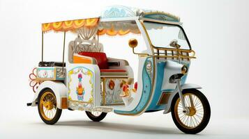 visning en 3d miniatyr- rickshaw. generativ ai foto