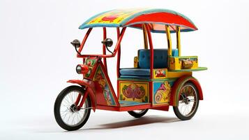 visning en 3d miniatyr- rickshaw. generativ ai foto