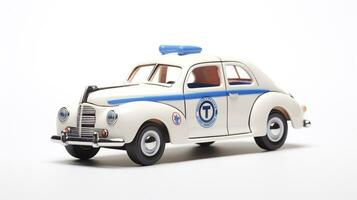 visning en 3d miniatyr- polis bil. generativ ai foto