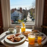 kock framställning amerikan frukost foto