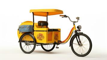 visning en 3d miniatyr- cykel rickshaw. generativ ai foto