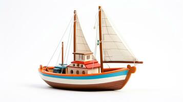 visning en 3d miniatyr- båt. generativ ai foto