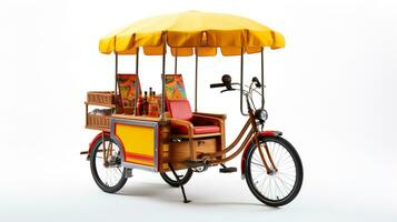 visning en 3d miniatyr- cykel rickshaw. generativ ai foto