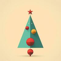 jul träd leksak minimalistisk stil, jul platt geometrisk stil hög kvalitet ai genererad bild foto