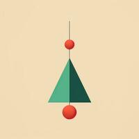 jul träd leksak minimalistisk stil, jul platt geometrisk stil hög kvalitet ai genererad bild foto