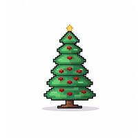 enkel tecknad serie pixel konst jul träd hög kvalitet ai genererad bild foto
