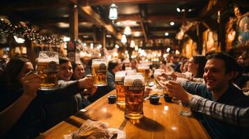 oktober fest firande i pub foto