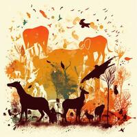 vild djur- liv silhuett illustration foto