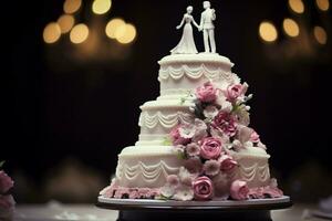 listig konfekt årgång bröllop kakor tiers utstrålar en tidlös charm och raffinemang ai genererad foto