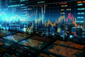 beräknad statistik finansiell data målarfärger en detaljerad bild av finansiell landskap och marknader. ai genererad foto