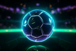 tom reklam Plats neon fotboll boll baner för sporter vadhållning entusiaster ai genererad foto