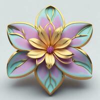 ai generativ, 3d blommor tillverkad från keramisk med pastell färger och en Rör av guld foto