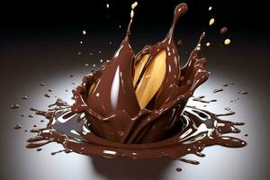 fri varm choklad stänk flytande kakao eller kaffe bakgrund generativ ai foto