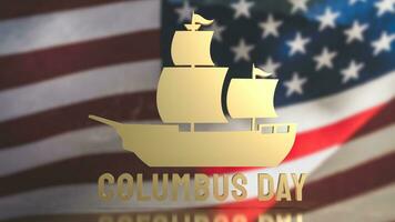 de guld segelbåt på USA flagga bakgrund för columbus dag begrepp 3d tolkning foto