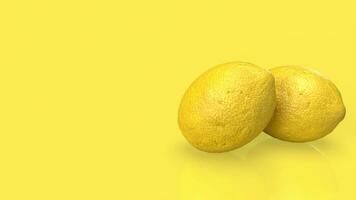 de citron- på gul bakgrund för mat eller dryck begrepp 3d tolkning foto