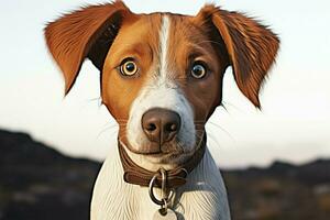 en hundar porträtt, highlighting dess charmig personlighet genom stor ögon ai genererad foto