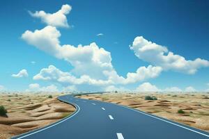 3d illustration av en mot himlen motorväg med moln i isolering ai genererad foto