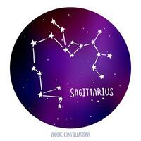 sagittarius vektor tecken. stjärntecken konstellation tillverkad av stjärnor på Plats bakgrund. foto