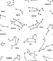 full zodiaken konstellation tecken sömlös mönster tillverkad av stjärnor och rader foto