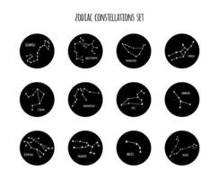 full zodiaken konstellation tecken uppsättning tillverkad av stjärnor och rader foto