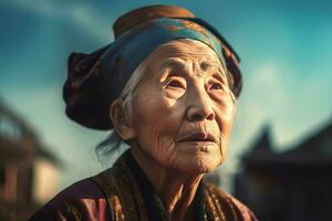 gammal kinesisk kvinna. generera ai foto