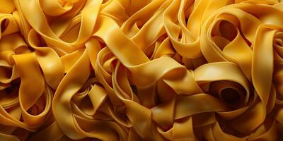 ai genererad. ai generativ. hemlagad klassisk italiensk spaghetti pasta tagliatelle nudel topp se abstrakt mat bakgrund. grafisk konst foto