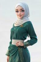 flyg skötare docka med muslim klänning. generativ ai foto
