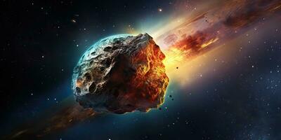 ai genererad. ai generativ. galax yttre Plats flygande asteroid universum galax fara katastrof. grafisk konst foto
