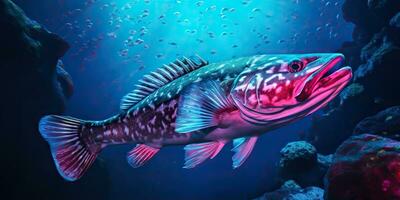 ai genererad. ai generativ. realistisk Foto illustration av atlanten torsk fisk. fiske under vattnet vild nautisk värld. grafisk konst