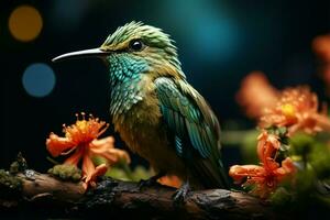 en intagande kolibri avbildad med animerad charm och uttrycksfull ögon ai genererad foto