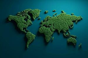 Karta av de värld förbättrad förbi de närvaro av frodig grön kolonner ai genererad foto