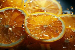 knäppt citrus- brista frysta i tid, perfekt för vibrerande, uppfriskande ad visuella ai genererad foto