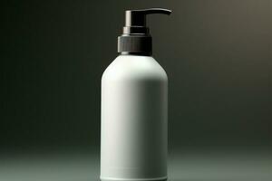 kosmetisk produkt flaska på en elegant grå bakgrund för betoning ai genererad foto