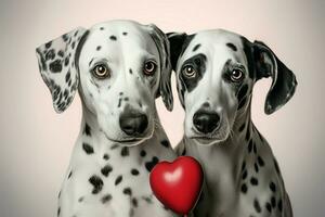 kärlek krusidullar som dalmatian hundar utställning deras hjärtvärmande kamratskap ai genererad foto