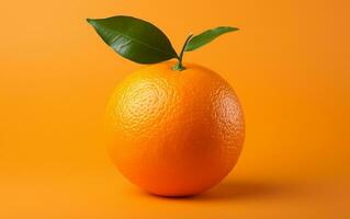 ett illustration av en färsk orange på ett orange bakgrund, generativ ai foto