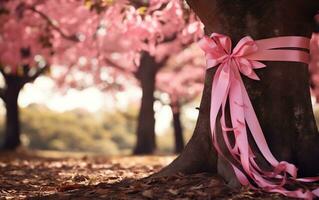 bröst cancer medvetenhet kampanj baner bakgrund med rosa band foto