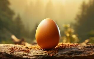 brun kyckling ägg befordran affisch - slät. generativ förbi ai foto
