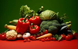 mat fotografi - en mängd av färsk grönsaker. generativ förbi ai foto