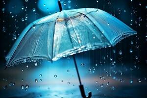 dans i de regn under de transparent paraply. generativ förbi ai foto