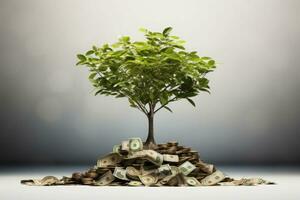 pengar träd. en symbol av finansiell Framgång. ai genererad foto