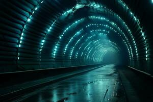 tunnel med lampor på natt i Prag, tjeck republik. lång exponering. ai genererad proffs Foto