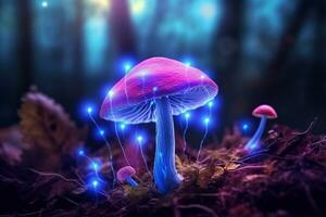 magi fantasi svamp i de skog.generativ ai. foto