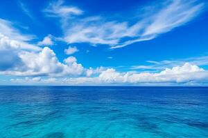 skön blå himmel och blå ocean.generativ ai. foto