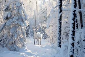 skön vinter- snö skog.generativ ai. foto