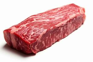 rå wagyu kött på vit bakgrund.generativ ai. foto