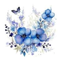 vattenfärg blå blommor foto