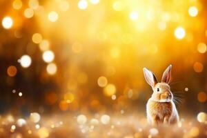 närbild av söt kanin med skön bokeh bakgrund, generativ ai illustration foto